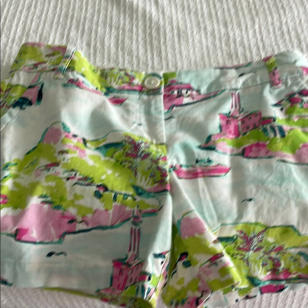 Crown & Ivy Pink and Green Abstract Bermudas